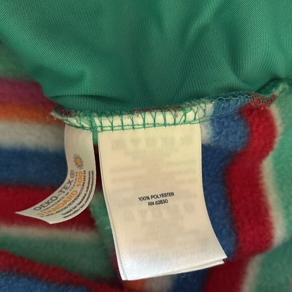 Lands’ End Women's Large Heritage Fleece Snap Neck Pullover striped sweatshirt - Picture 8 of 8